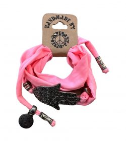 Silver color hamsa neon pink m